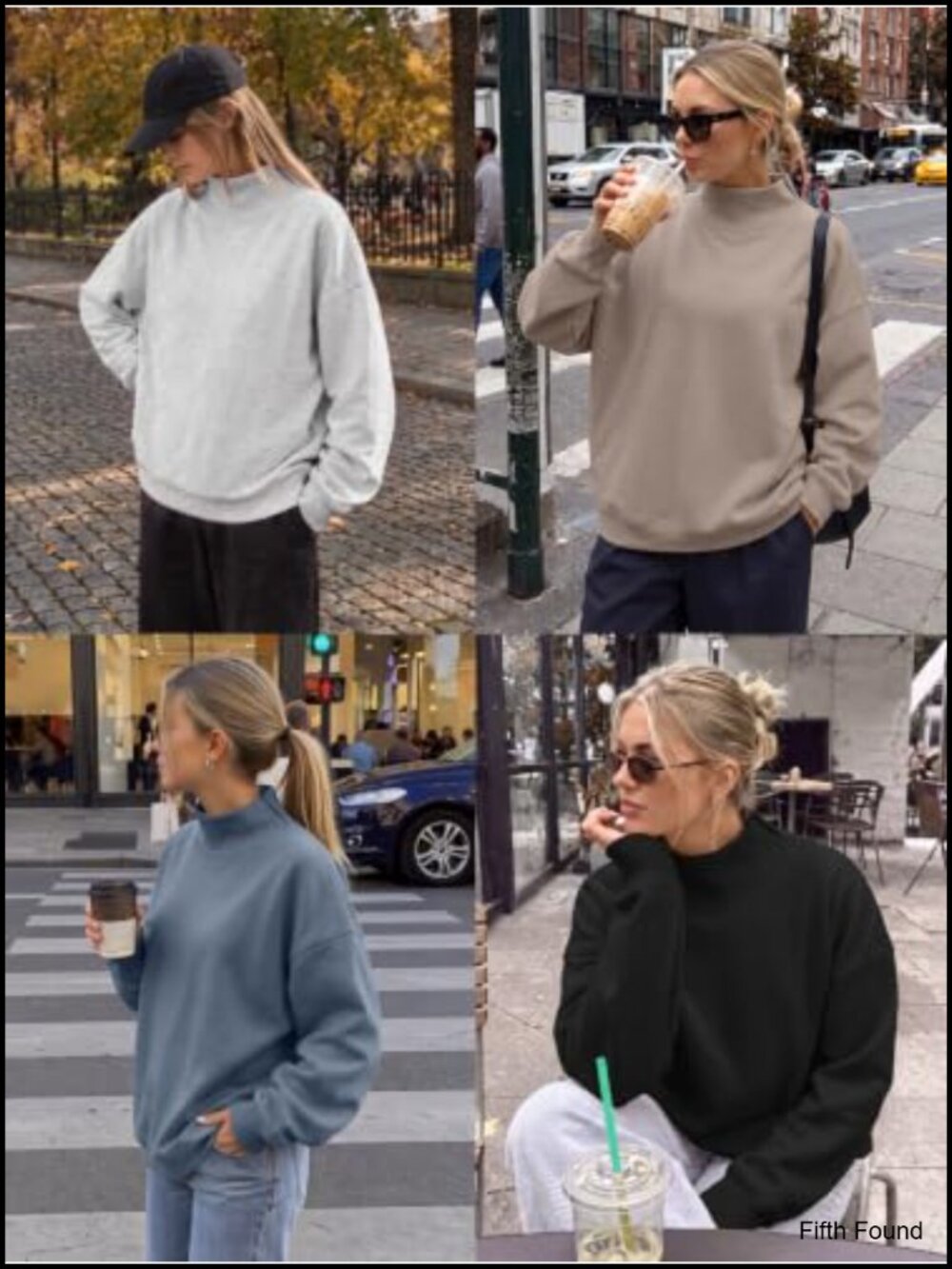 Womens Mock Neck Oversized Sweatshirt Fleece Lined Long Sleeve Pullover - Picture 4 of 5